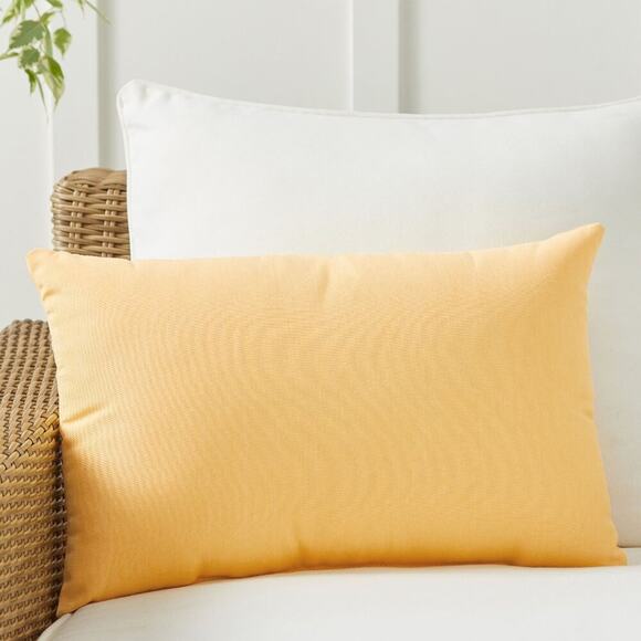 Pottery Barn x Sunbrella Buttercup Yellow Solid Outdoor Pillow 16" x 24" NEW - Picture 1 of 4